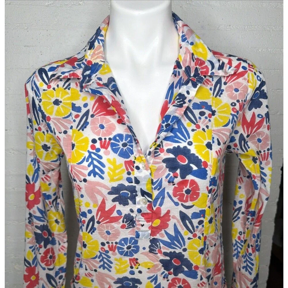 Roberta Roller Rabbit Cotton Tunic Dress Floral Beach Cover-Up Pockets XS Resort